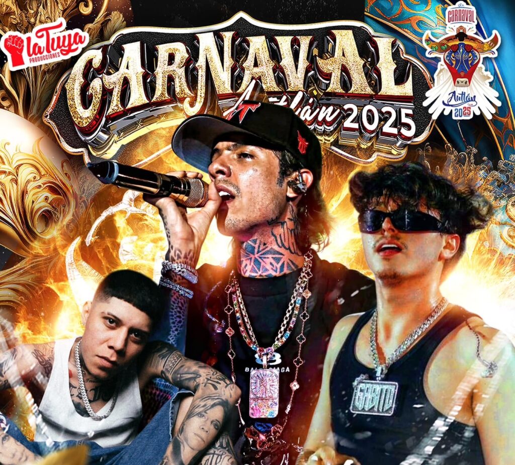 poster del concierto entre Natanael Cano, Gabito Ballesteros y Santa Fe Klan